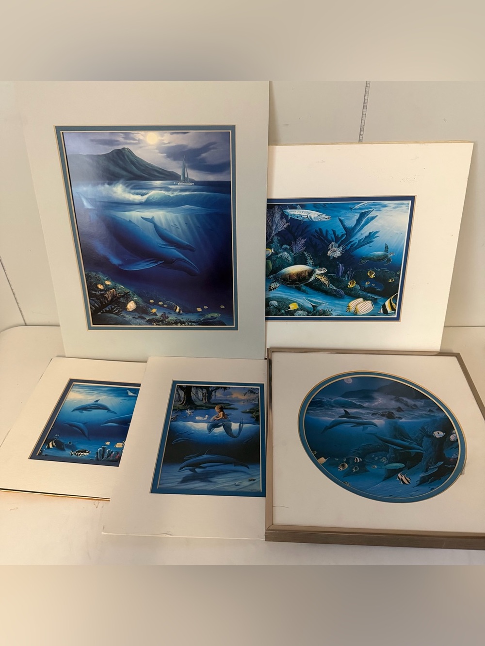 Set Of 5 Vintage Wyland Art Prints Whales Dolphins Sea Turtles Ocean Marine 90’s
